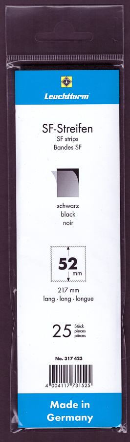 (image for) Lighthouse SF Stamp Mounts. Black - 52mm x 217mm strips.